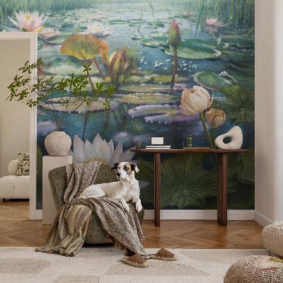 Behang met print Vijverbloemen