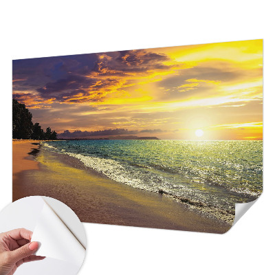 Zelfklevend fotobehang op maat met een strand bij zonsondergang