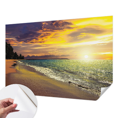 Zelfklevend fotobehang op maat Strand bij zonsondergang