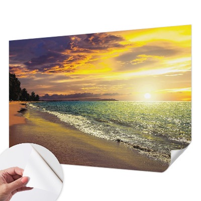 Zelfklevend fotobehang op maat met een strand bij zonsondergang