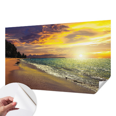 Zelfklevend fotobehang op maat Strand bij zonsondergang