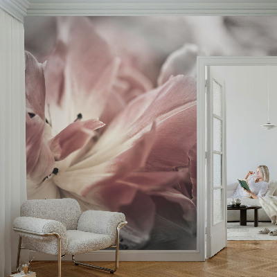 3D fotobehang met pastelkleurige bloemen