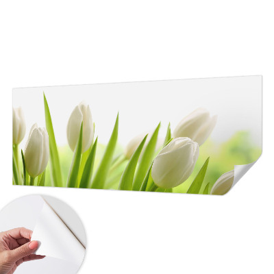 Foto behang voor de kinderkamer met witte tulpen