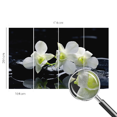 Fotobehang babykamer met bloemen- en stenenmotief