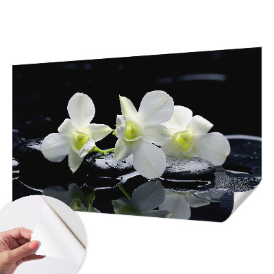 Fotobehang babykamer met bloemen- en stenenmotief