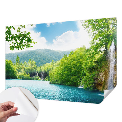 Foto behang voor de keuken met een natuurlijke waterval als motief