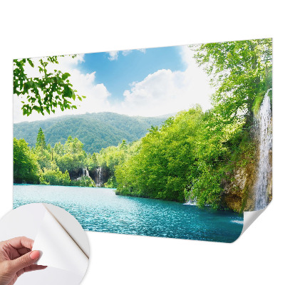 Foto behang voor de keuken met een natuurlijke waterval als motief