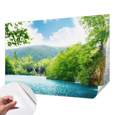 Foto behang voor de keuken met een natuurlijke waterval als motief