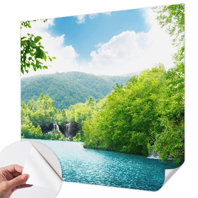 Foto behang voor de keuken met een natuurlijke waterval als motief