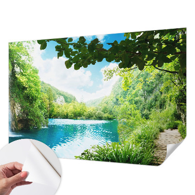 Zelfklevend fotobehang op maat met een natuurlijk oase-design
