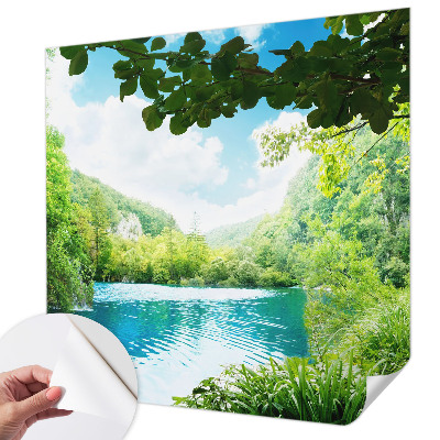 Zelfklevend fotobehang op maat met een natuurlijk oase-design