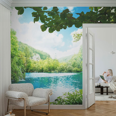 Zelfklevend fotobehang op maat met een natuurlijk oase-design