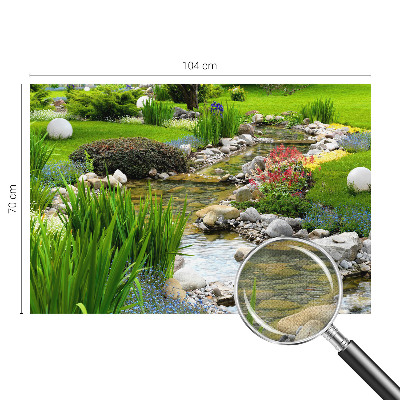 Foto behang voor de keuken met een idyllische tuinscène