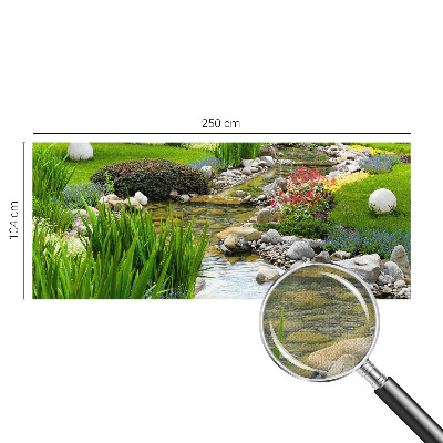 Foto behang voor de keuken met een idyllische tuinscène