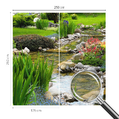 Foto behang voor de keuken met een idyllische tuinscène