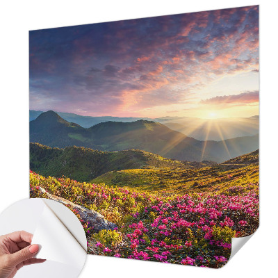 Fotobehang babykamer met bergpanorama