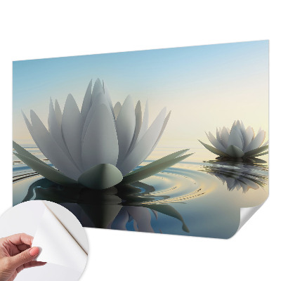 Fotobehang voor de kinderkamer met een patroon van waterlelies