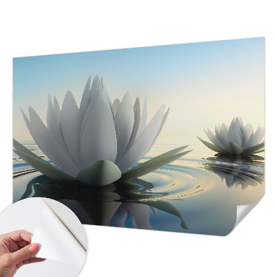 Fotobehang voor de kinderkamer met een patroon van waterlelies