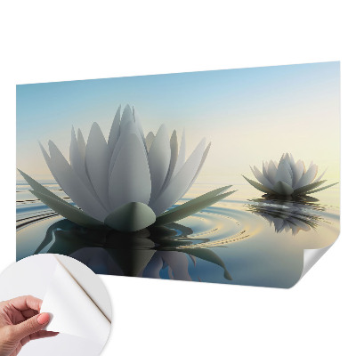 Fotobehang voor de kinderkamer met een patroon van waterlelies