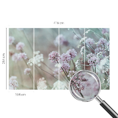 Foto behang voor de keuken met een patroon van wilde bloemen