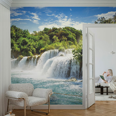 Zelfklevend fotobehang met een prachtige waterval als motief