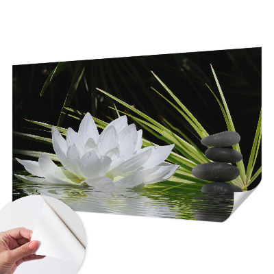 Zelfklevend fotobehang op maat met een mediterende lelie als motief