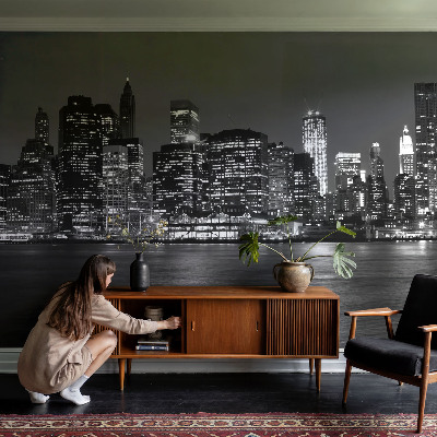 Foto behang voor de kinderkamer Nachtmetropool