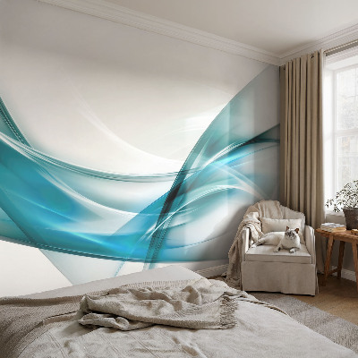 Fotobehang kinderkamer met een patroon van blauwe golven