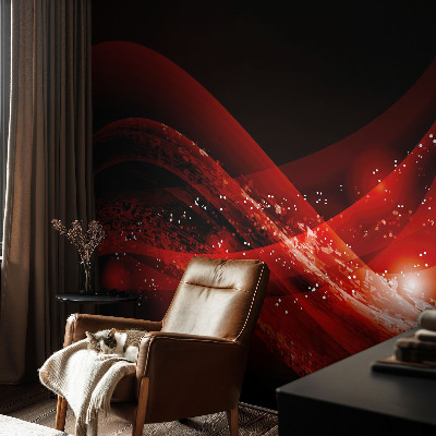 Zelfklevend fotobehang op maat met een rood vortex-design