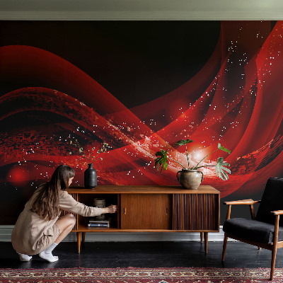 Zelfklevend fotobehang op maat met een rood vortex-design