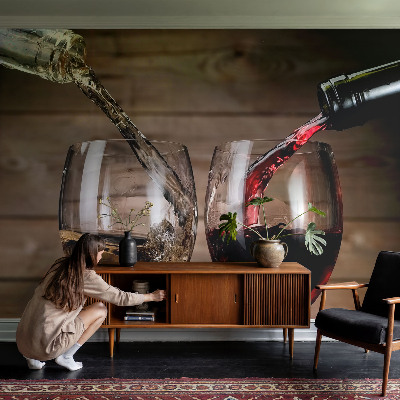 Zelfklevend fotobehang op maat met een ontwerp van een glas wijn
