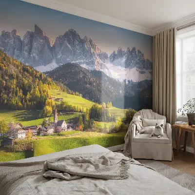 Fotobehang voor de kinderkamer met een berglandschap als motief