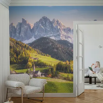 Fotobehang voor de kinderkamer met een berglandschap als motief