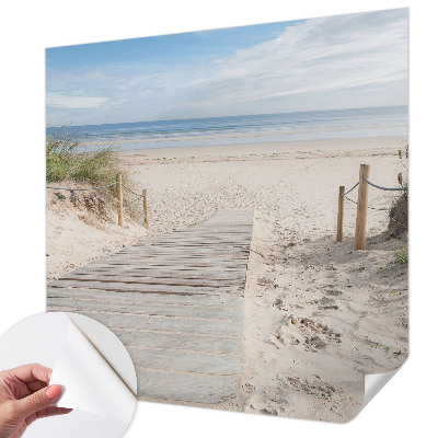 Foto behang voor de keuken Houten loopbrug