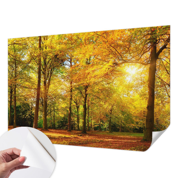 Zelfklevend fotobehang op maat met goudkleurige bladeren als motief