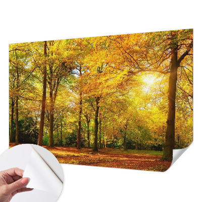 Zelfklevend fotobehang op maat met goudkleurige bladeren als motief