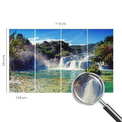 Zelfklevende behangsticker met een watervallandschap