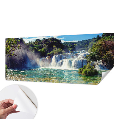 Zelfklevende behangsticker met een watervallandschap