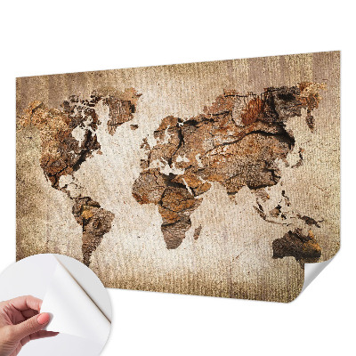 Fotobehang kinderkamer met houten kaart als print