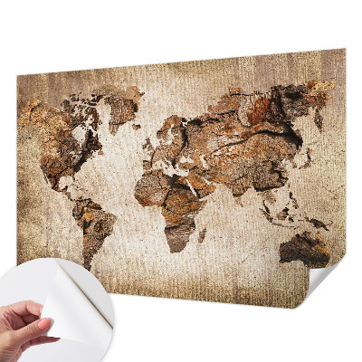 Fotobehang kinderkamer met houten kaart als print
