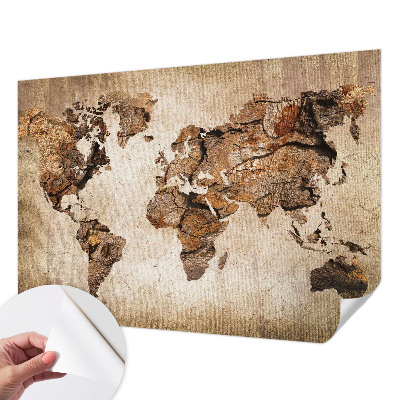 Fotobehang kinderkamer met houten kaart als print