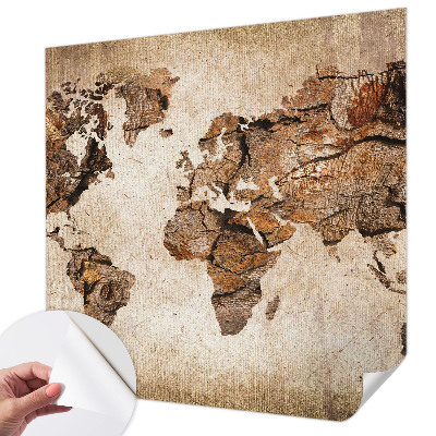 Fotobehang kinderkamer met houten kaart als print