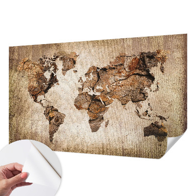 Fotobehang kinderkamer met houten kaart als print