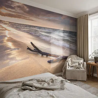 Zelfklevende behangsticker met motief van een westelijk strand