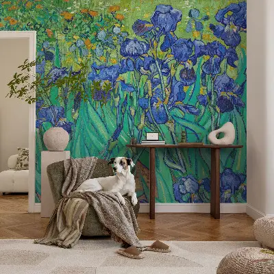 Fotobehang voor de kinderkamer met een patroon van tuinbloemen