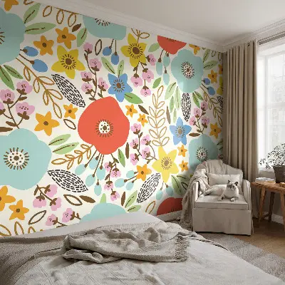 Zelfklevende behangsticker met bloemenpatroon