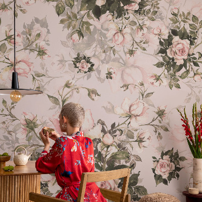 Foto behang voor de kinderkamer Bloemenpatroon
