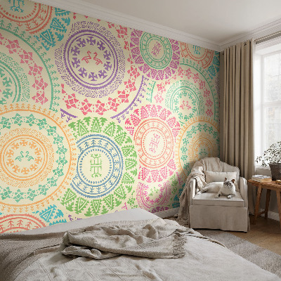 Fotobehang voor kinderkamer met kleurrijke mandala's