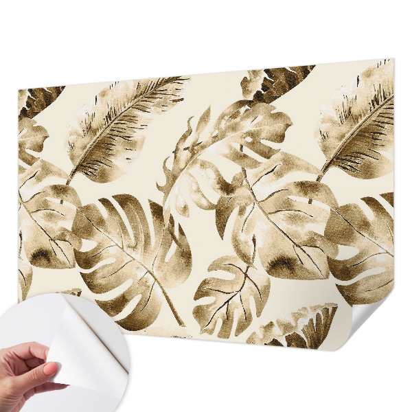 Zelfklevend fotobehang met een dessin van exotische flora
