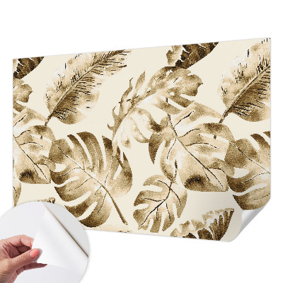 Zelfklevend fotobehang met een dessin van exotische flora